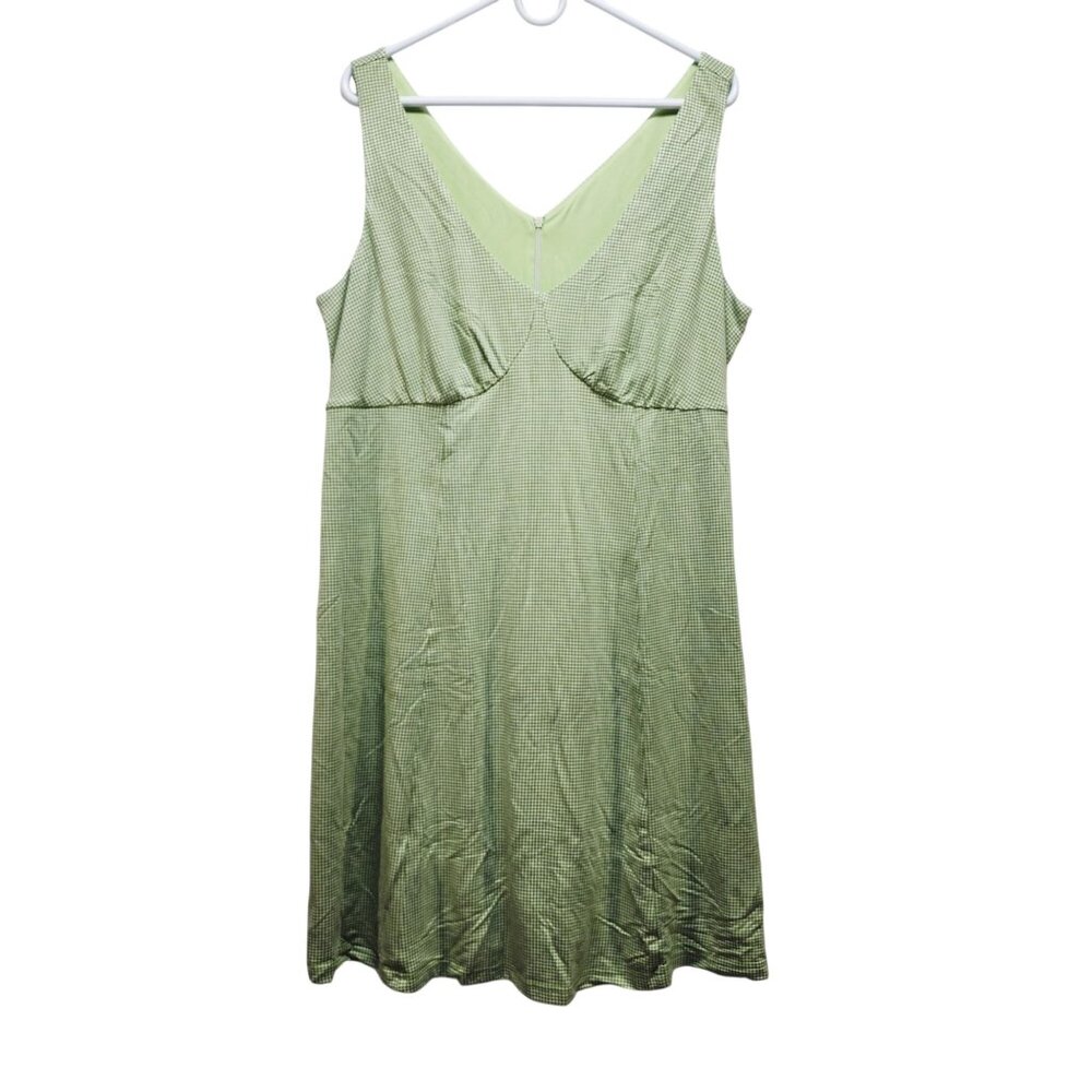Roschico Green Sleeveless Midi Dress  Tie Back & V-Neckline Size 4XL EcoSoft